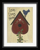Love Lives Here! Framed Print