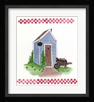 Outhouse With Wheelbarrow Framed Print