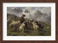 Shepherd Boy in the Pyrenees Offering Salt to his Sheep, 1864 Fine Art Print
