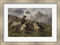Shepherd Boy in the Pyrenees Offering Salt to his Sheep, 1864 Fine Art Print