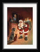 Santa And Family Pets Fine Art Print