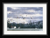 Geese Flying Over Farmland Fine Art Print