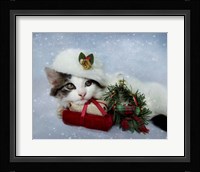 Christmas Kitten In The Snow Fine Art Print