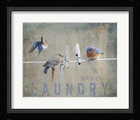 Laundry Day Bluebirds Framed Print