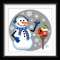 Snowman Birdhouse Framed Print