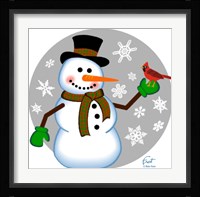 Snowman Cardinal Framed Print