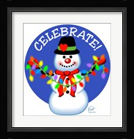 Snowman Christmas Lights Fine Art Print