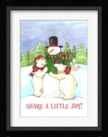 Snowman And Polar Share Joy Fine Art Print