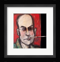Hunter S Thompson With Cig Black Fine Art Print