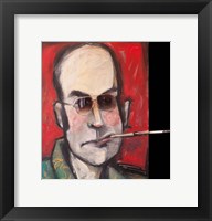Hunter S Thompson With Cig Black Fine Art Print