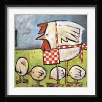 Hen And Chicks After Storm Framed Print