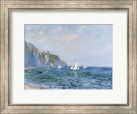 Cliffs and Sailboats at Pourville Fine Art Print