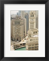 Clock tower along a river, Wrigley Building, Chicago River, Chicago, Illinois, USA Fine Art Print
