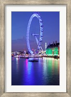 Millennium Wheel, London County Hall, Thames River, London, England Fine Art Print