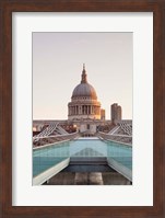 St. Paul's Cathedral, Millennium Bridge, London, England Fine Art Print