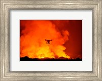 Radio Contolled Drone flying over Eruption, Holuhraun Fissure, Bardarbunga Volcano, Iceland. Fine Art Print