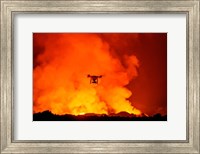 Radio Contolled Drone flying over Eruption, Holuhraun Fissure, Bardarbunga Volcano, Iceland. Fine Art Print
