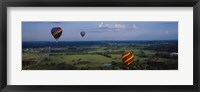 Hot air balloons floating in the sky, Illinois River, Tahlequah, Oklahoma, USA Fine Art Print