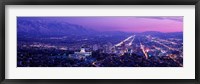 Salt Lake City at Night, Utah Framed Print