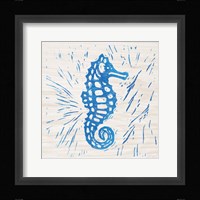 Sea Creature Seahorse Blue Framed Print