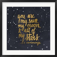 Starry Words III Gold Framed Print