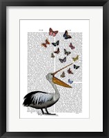 Pelican & Butterflies Framed Print