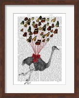 Ostrich Flying with Butterflies Fine Art Print