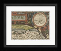 Antique World Map Grid III Framed Print