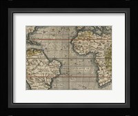 Antique World Map Grid V Framed Print