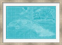 Map of Cuba in Aqua Fine Art Print