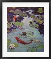 Red Koi & Lilies Fine Art Print
