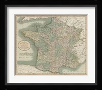 Vintage Map of France Framed Print