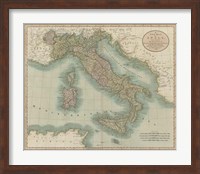 Vintage Map of Italy Fine Art Print