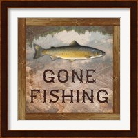 Gone Fishing Salmon Sign Fine Art Print