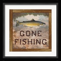 Gone Fishing Salmon Sign Fine Art Print