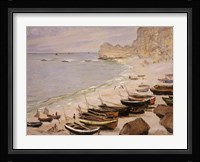 Boats on the Beach at Etretat, 1883 Fine Art Print