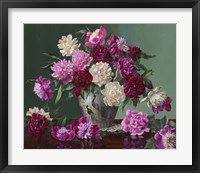 Peonies In Peacock Vase Fine Art Print