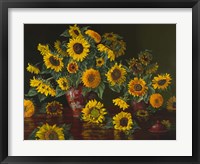 Sunflowers with Two Crimson Vases Fine Art Print