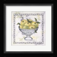 Green Apples In A Silver Bowl Framed Print