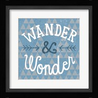 Mod Triangles Wander and Wonder Blue Framed Print
