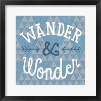 Mod Triangles Wander and Wonder Blue Framed Print