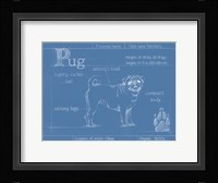 Blueprint Pug Framed Print