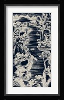 Chinese Bird's-eye View in Navy I Fine Art Print