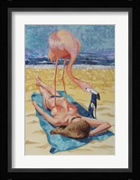 Flamingo On Sun Bather Fine Art Print