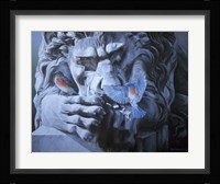 Bluebirds Landing On Lion Fine Art Print