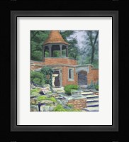 Brick Building and Bird Bath Fine Art Print