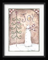 Joy Primitive Snowman Fine Art Print
