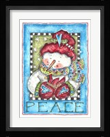 Peace Snowman and Cardinal Fine Art Print