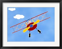 Cat In A Bi-Plane Framed Print