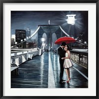 Kissing on Brooklyn Bridge Fine Art Print